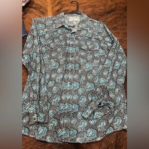 Cinch Men's Teal and Black Paisley Shirt